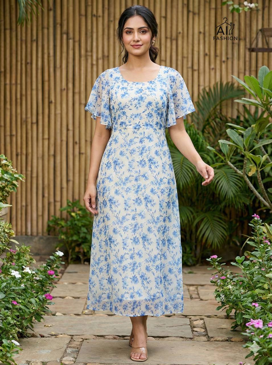 New Fancy Flary Printed Gown