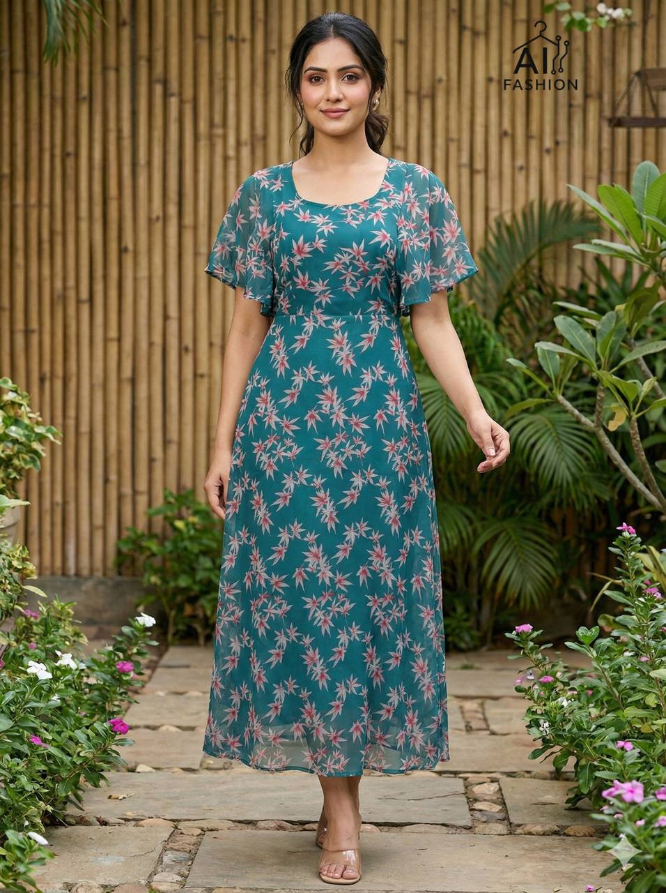 New Fancy Flary Printed Gown