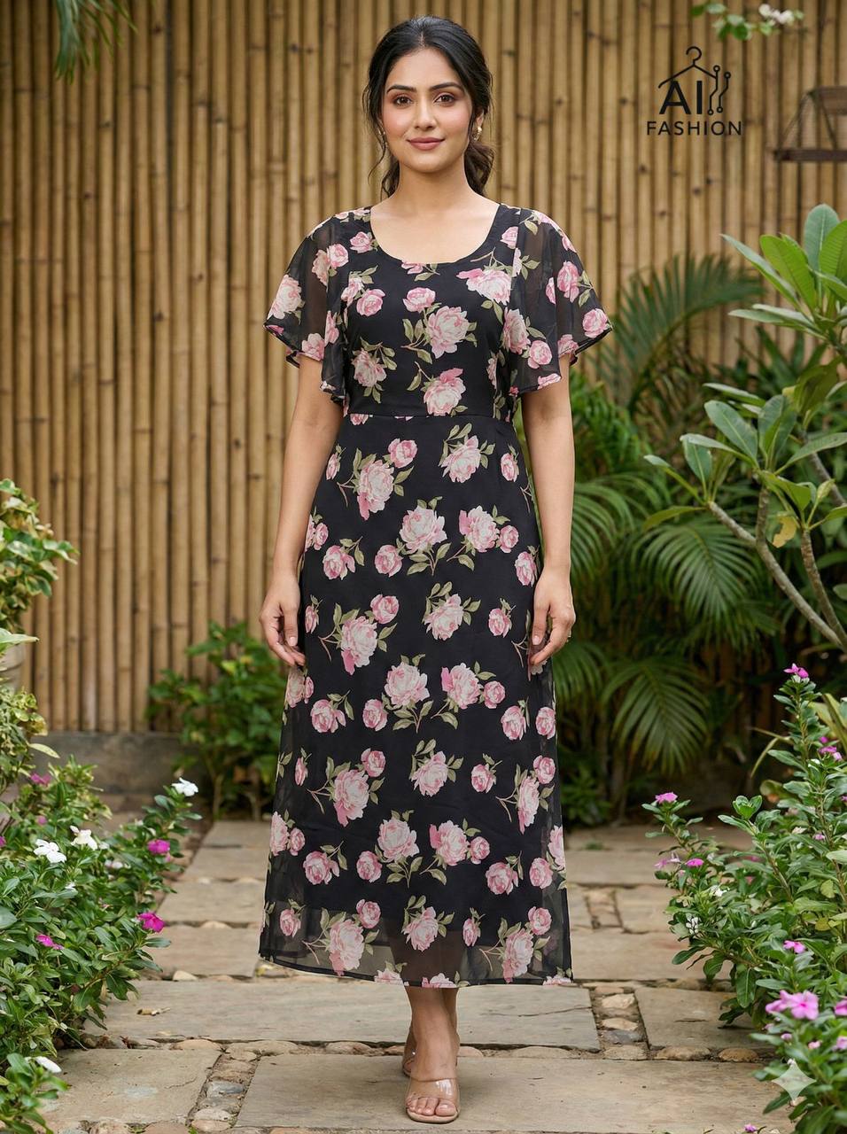 New Fancy Flary Printed Gown