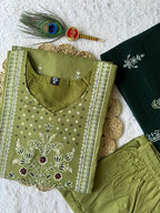 Pista Cotton Mirror Work Straight Suit Set