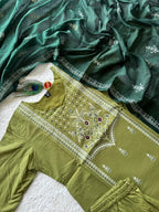 Pista Cotton Mirror Work Straight Suit Set