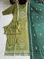 Pista Cotton Mirror Work Straight Suit Set