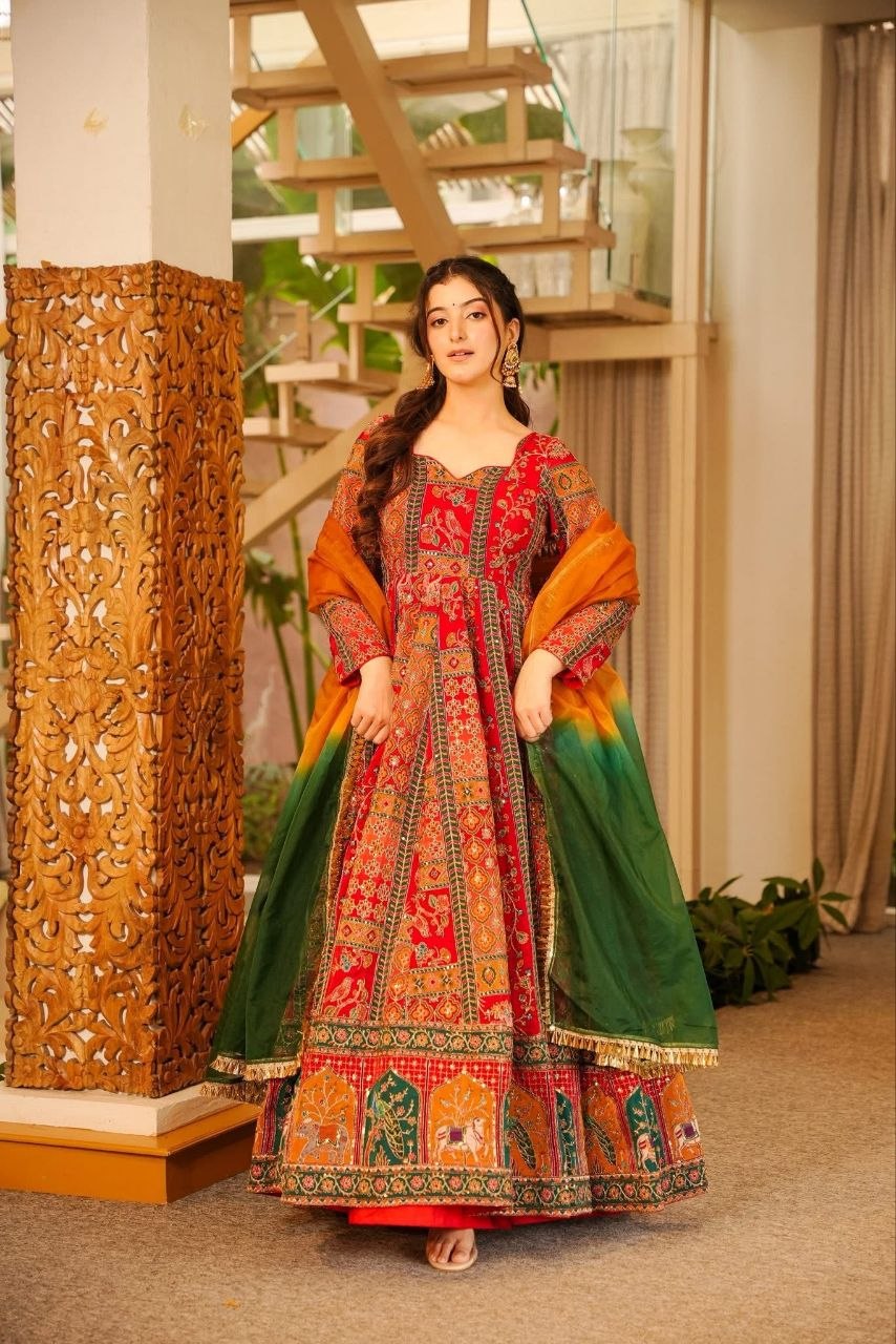 Exclusive Party Wear Chinon Silk Gown