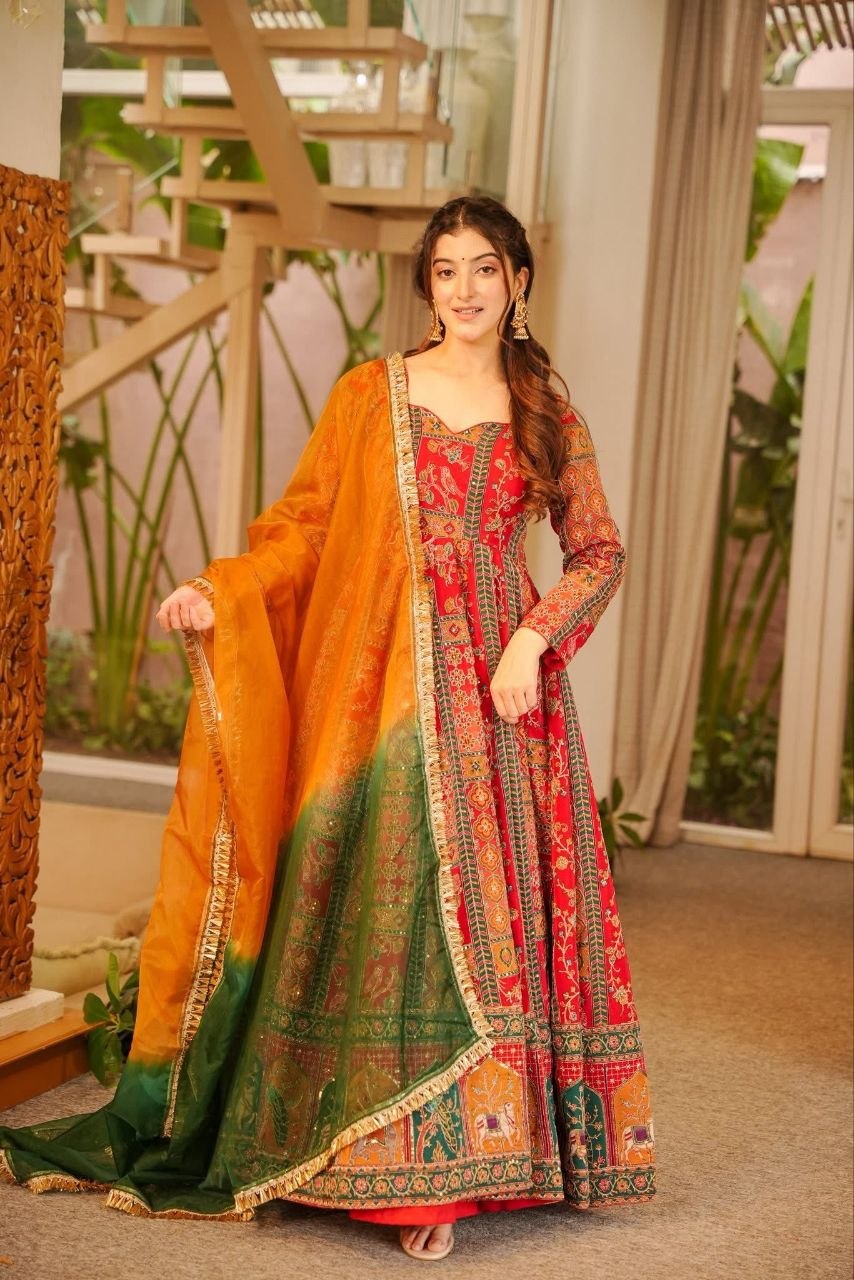 Exclusive Party Wear Chinon Silk Gown