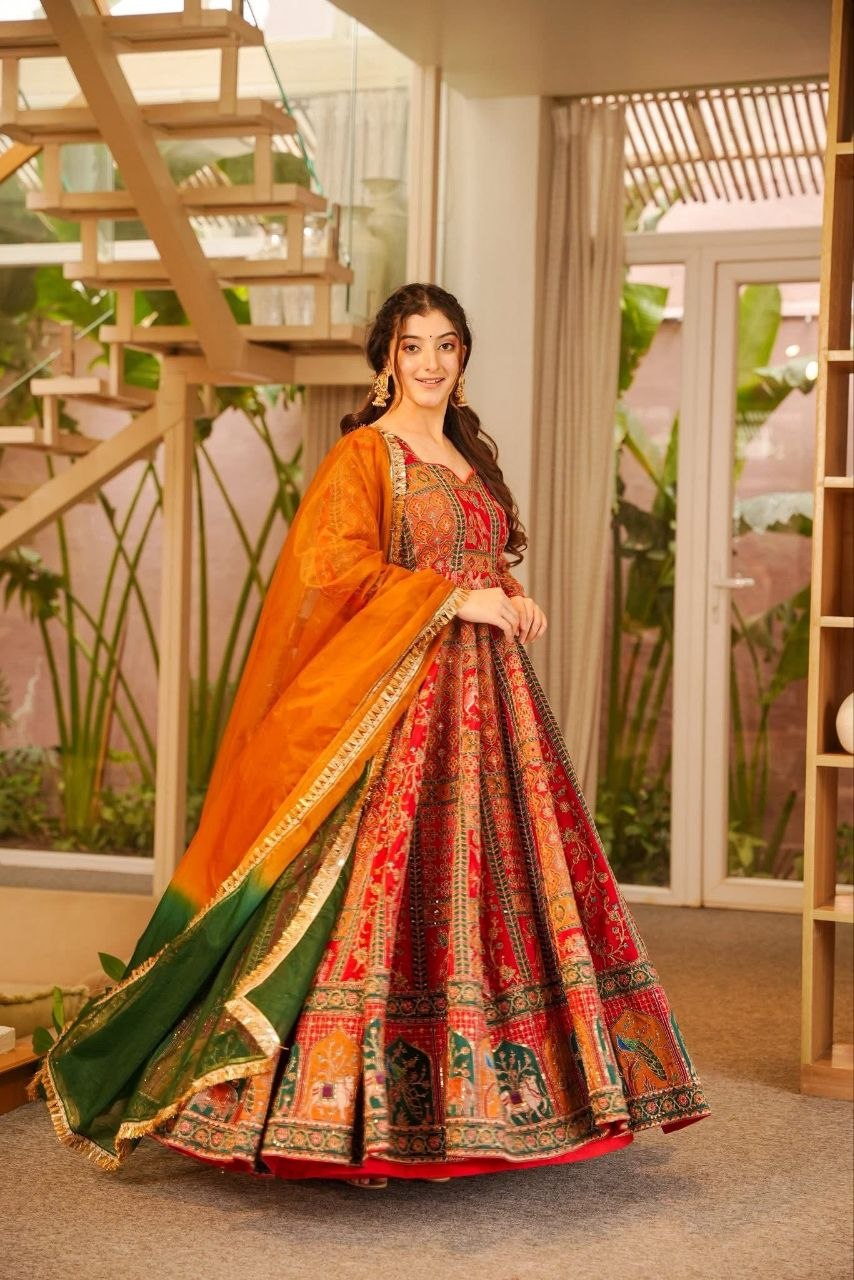 Exclusive Party Wear Chinon Silk Gown
