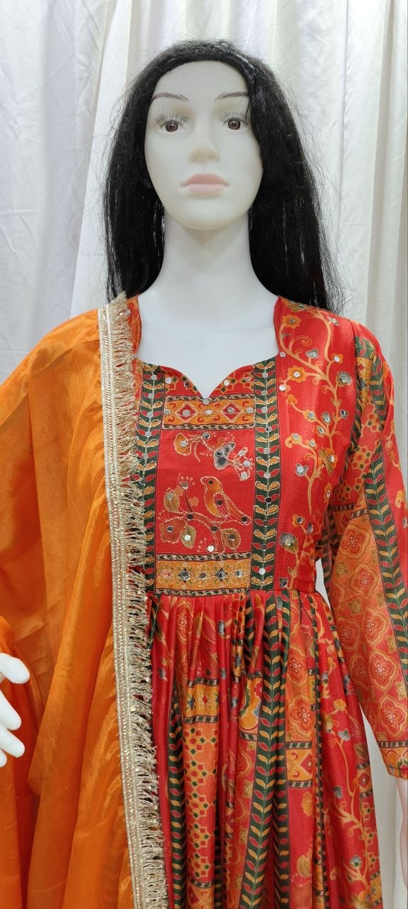 Exclusive Party Wear Chinon Silk Gown