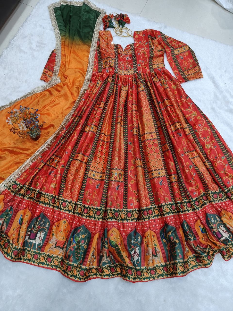 Exclusive Party Wear Chinon Silk Gown