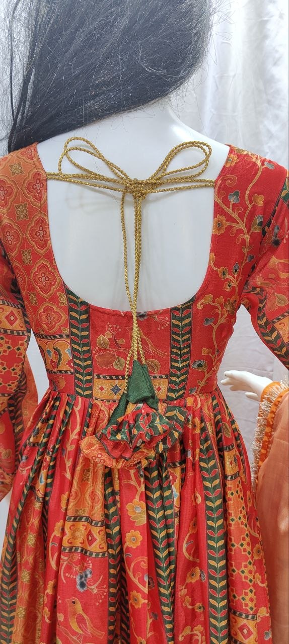 Exclusive Party Wear Chinon Silk Gown