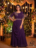 Designer Draped Gown with Dupatta and Belt