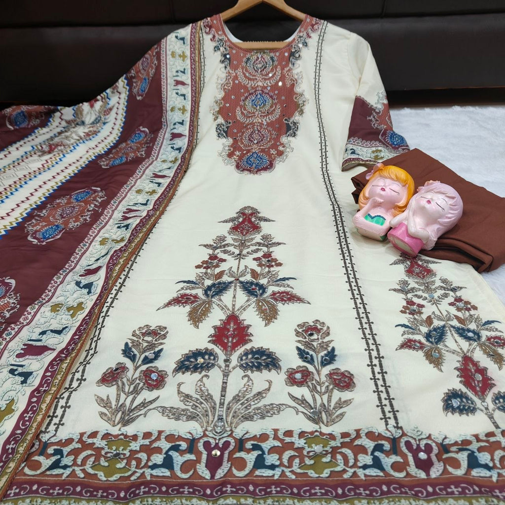 Premium Maslin Silk Three Piece Suit