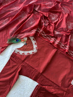Falu Red Cotton Aline Embroidery Suit Set