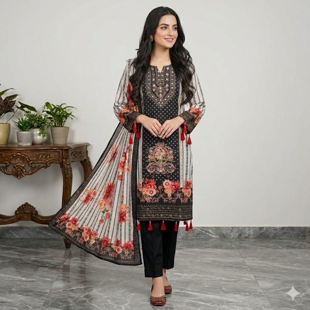 New Shimmer Silk Three Piece Suit
