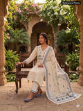 Cream Khadi Printed Handwork Suit
