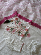 White Khadi Thread Work Suit