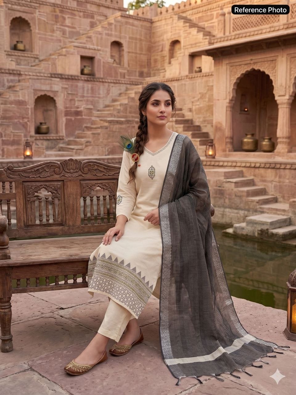 Cream Khadi Handwork Suit