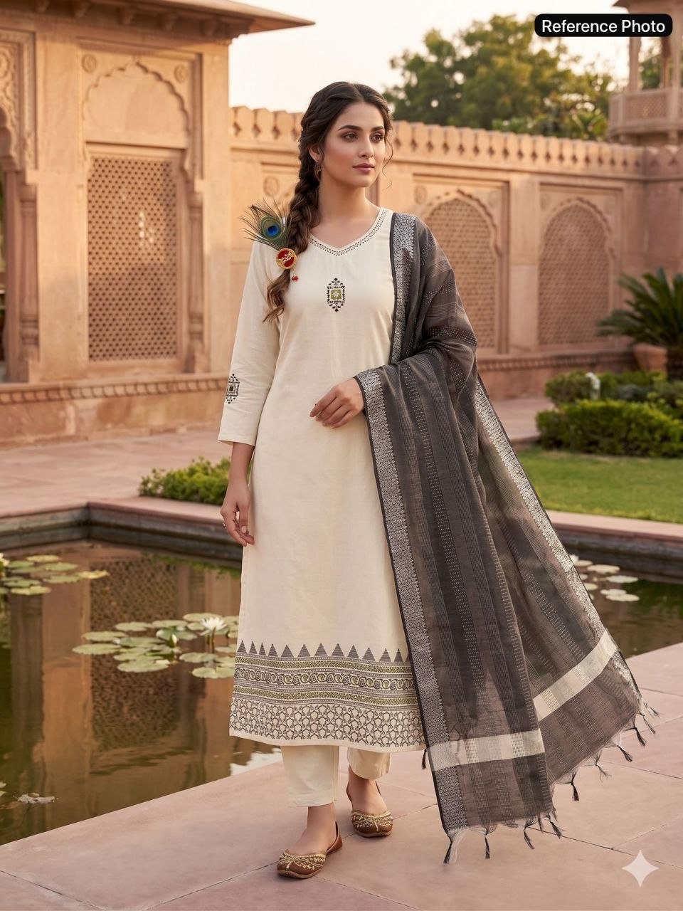 Cream Khadi Handwork Suit