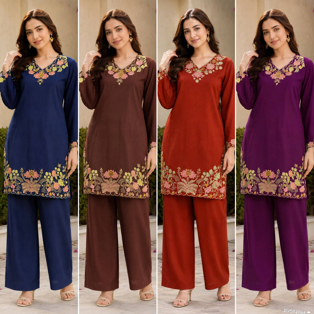 Party Wear Rayon Embriodery Work Co-ord Set Collection