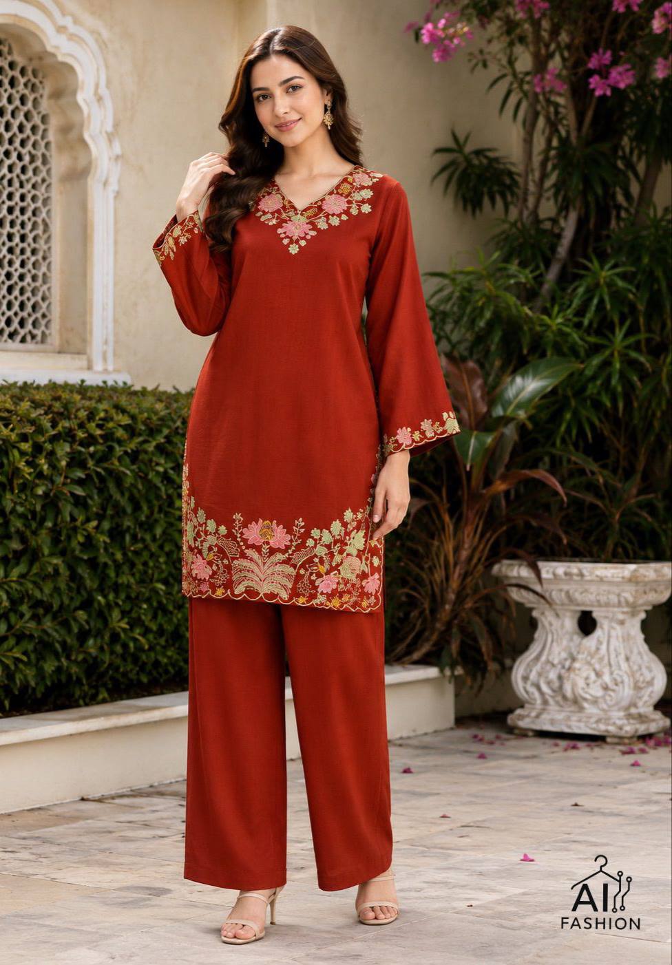 Party Wear Rayon Embriodery Work Co-ord Set Collection