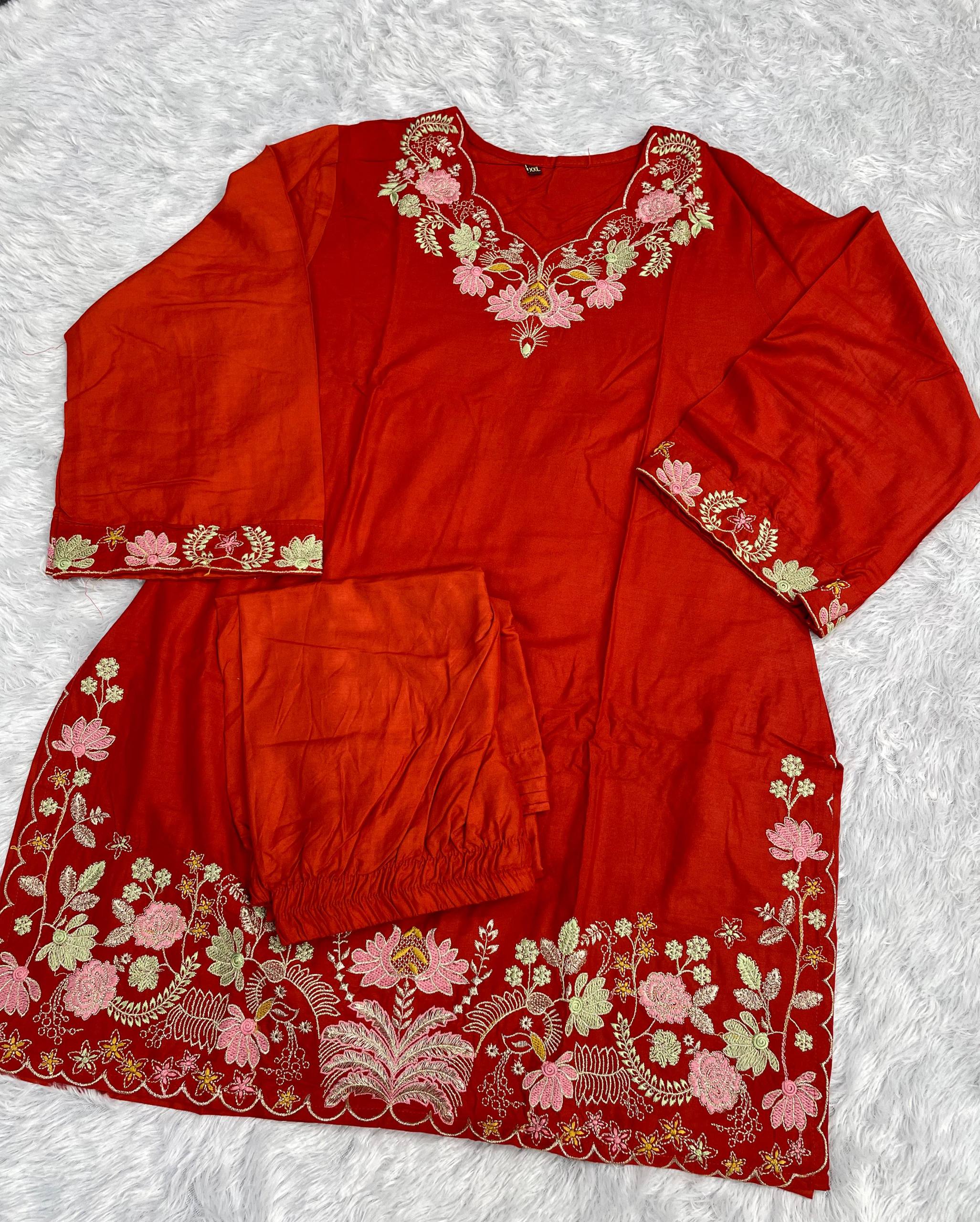 Party Wear Rayon Embriodery Work Co-ord Set Collection
