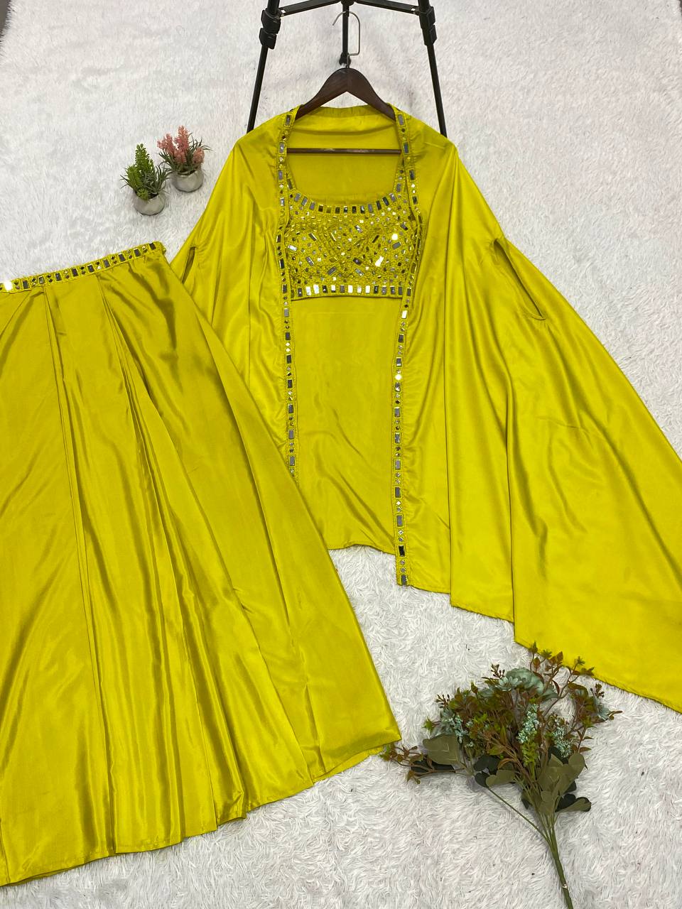 Premium  Party Wear Indowestern Skirt Top with Shrug