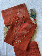 Trendy CottonAline Mirror Work Suit Set