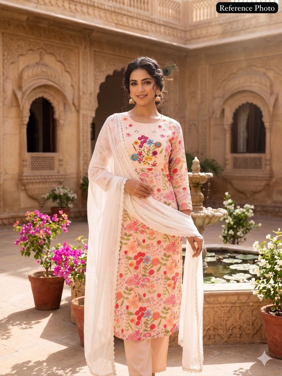 Beige Linen Cotton Handwork Suit
