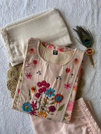 Beige Linen Cotton Handwork Suit