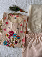 Beige Linen Cotton Handwork Suit