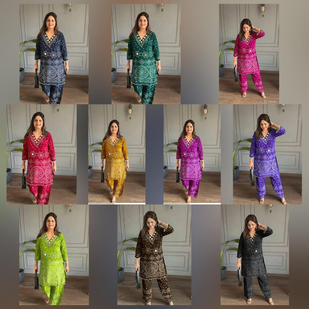 Exclusive Bandhani Chinon Silk Co-ord set Collection
