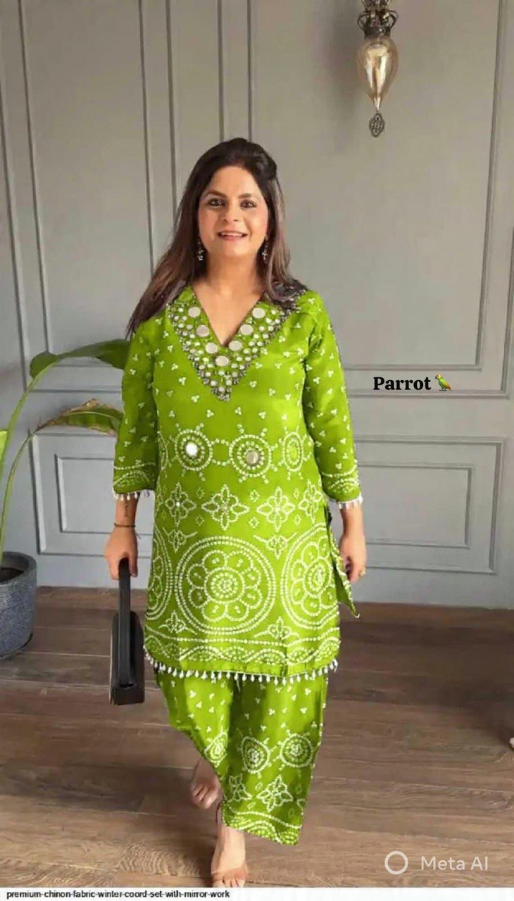 Exclusive Bandhani Chinon Silk Co-ord set Collection