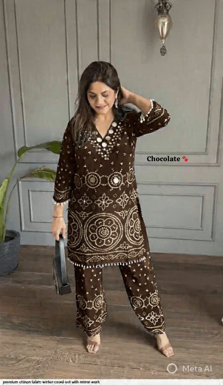 Exclusive Bandhani Chinon Silk Co-ord set Collection
