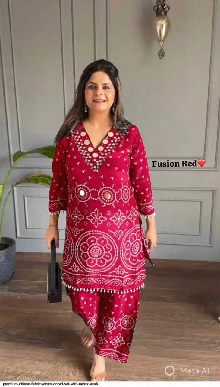 Exclusive Bandhani Chinon Silk Co-ord set Collection