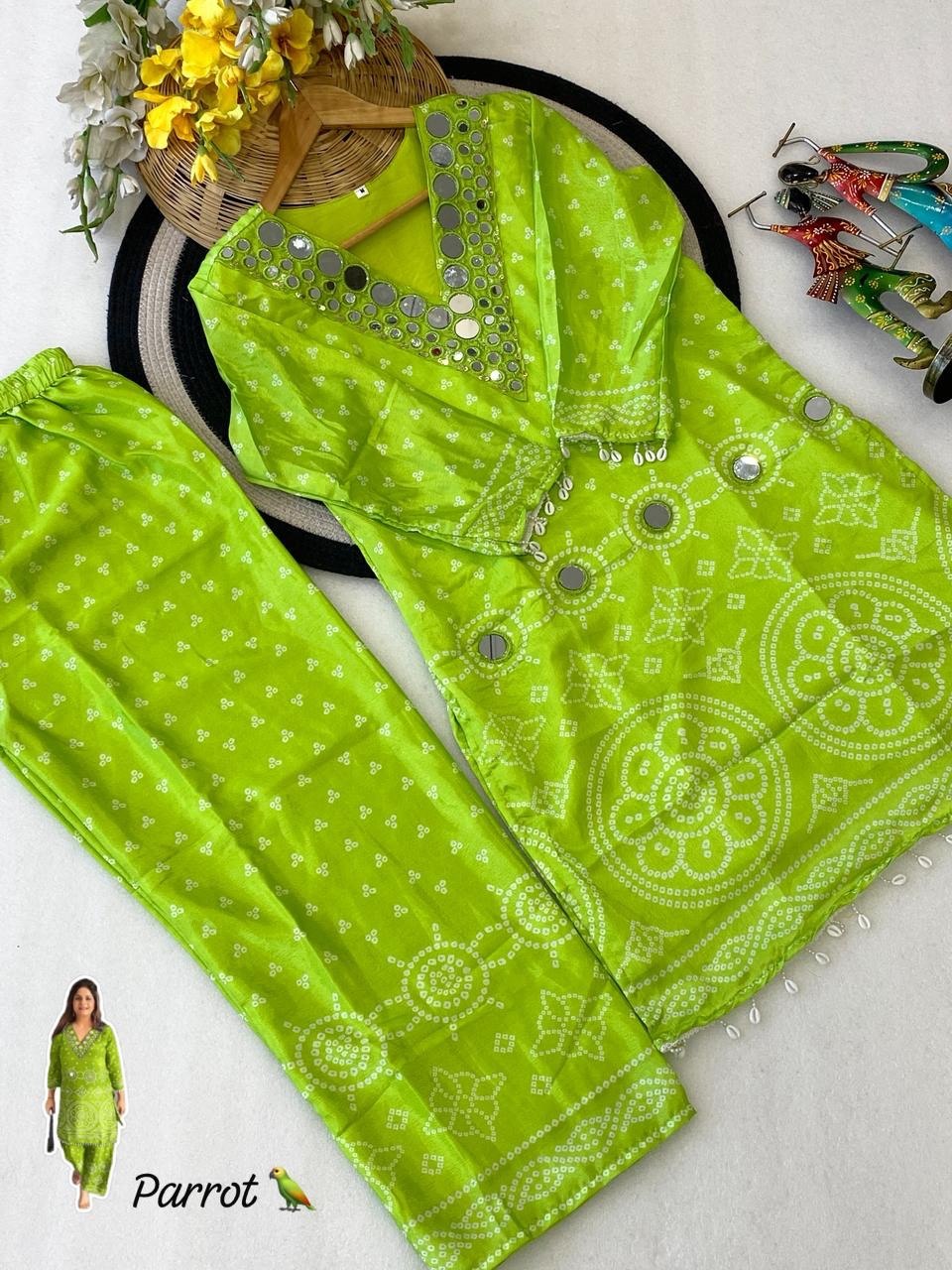 Exclusive Bandhani Chinon Silk Co-ord set Collection