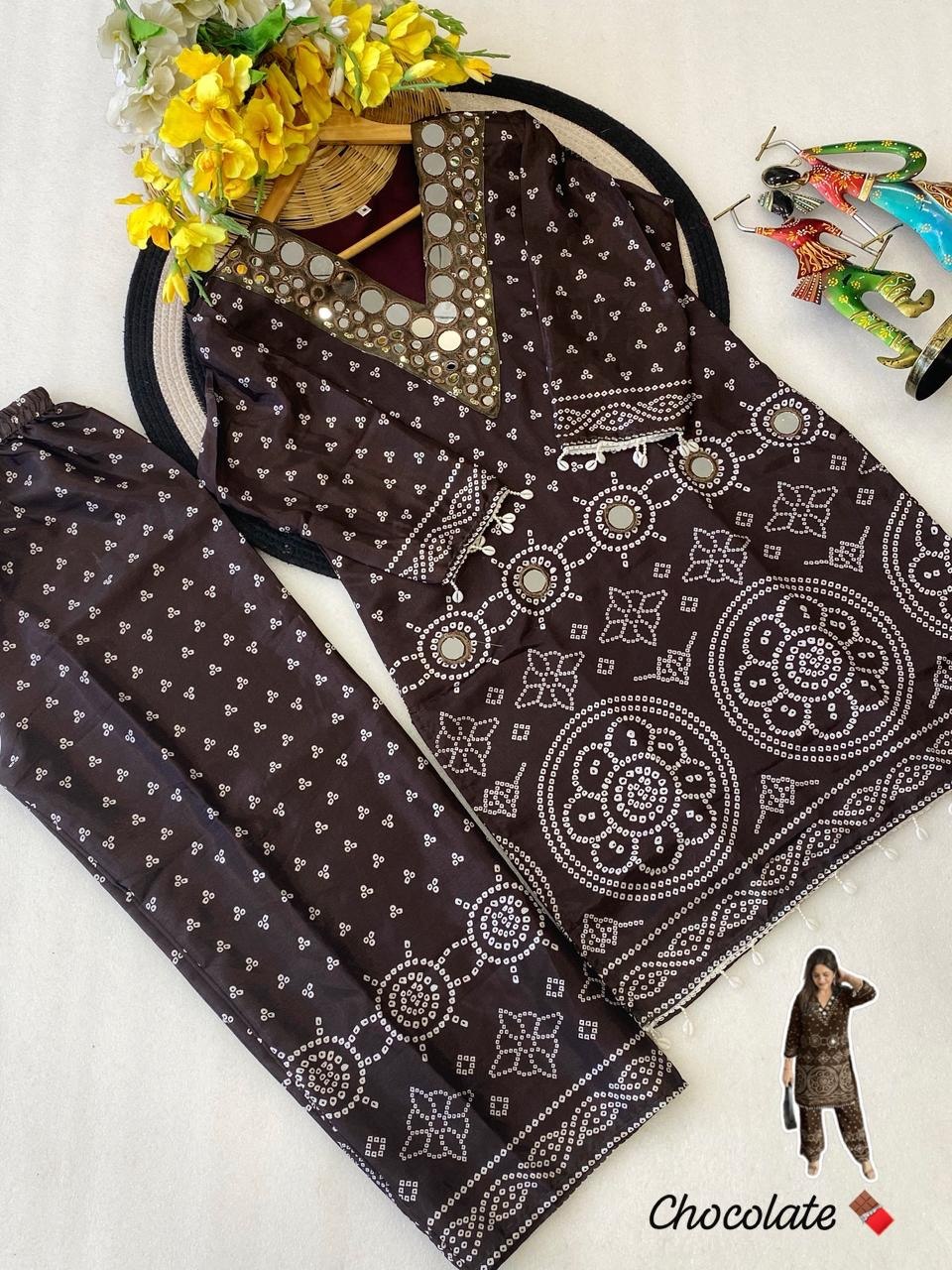 Exclusive Bandhani Chinon Silk Co-ord set Collection
