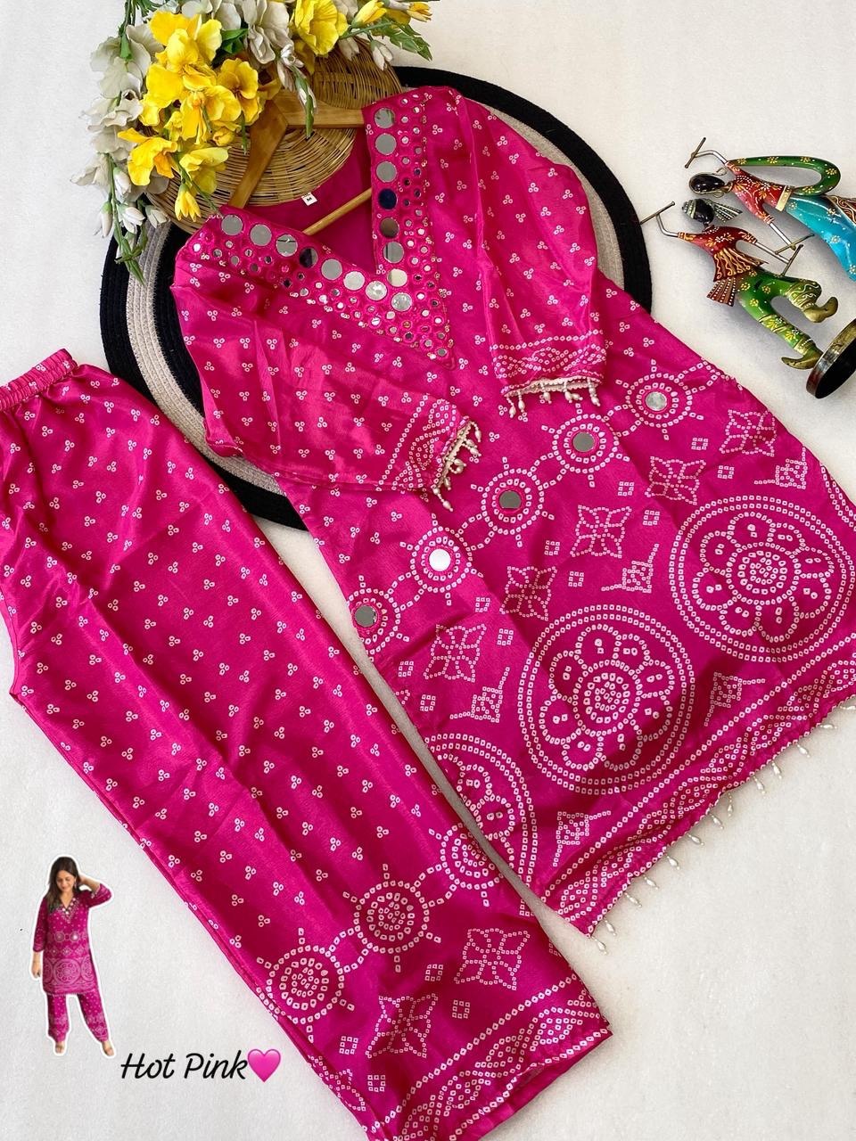 Exclusive Bandhani Chinon Silk Co-ord set Collection
