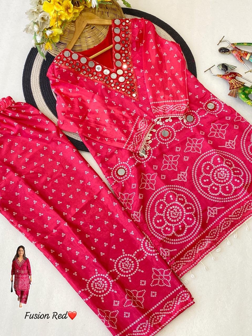 Exclusive Bandhani Chinon Silk Co-ord set Collection