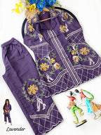 Designer Roman Silk Embroidery Work Co-ord Set