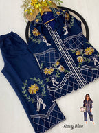 Designer Roman Silk Embroidery Work Co-ord Set