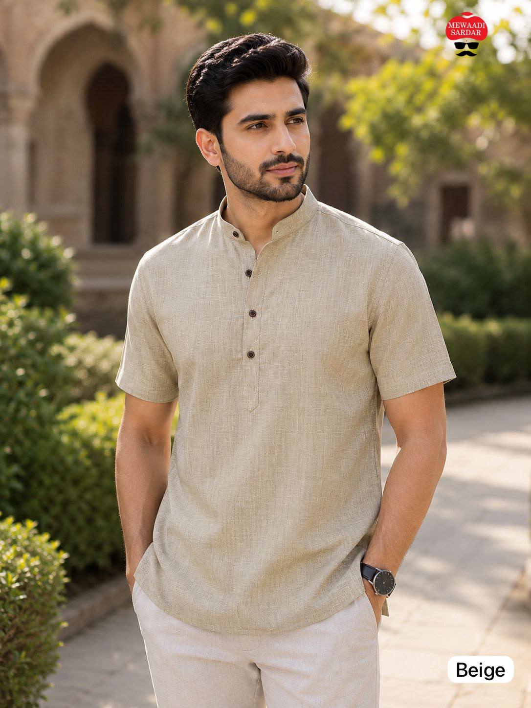 Casual Khadi Linen Half Sleeve Shirt