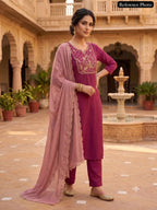 Rouge Pink Roman Silk Handwork Suit