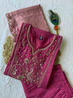 Rouge Pink Roman Silk Handwork Suit