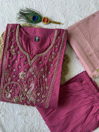 Rouge Pink Roman Silk Handwork Suit