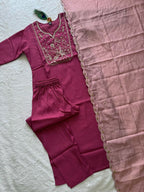 Rouge Pink Roman Silk Handwork Suit
