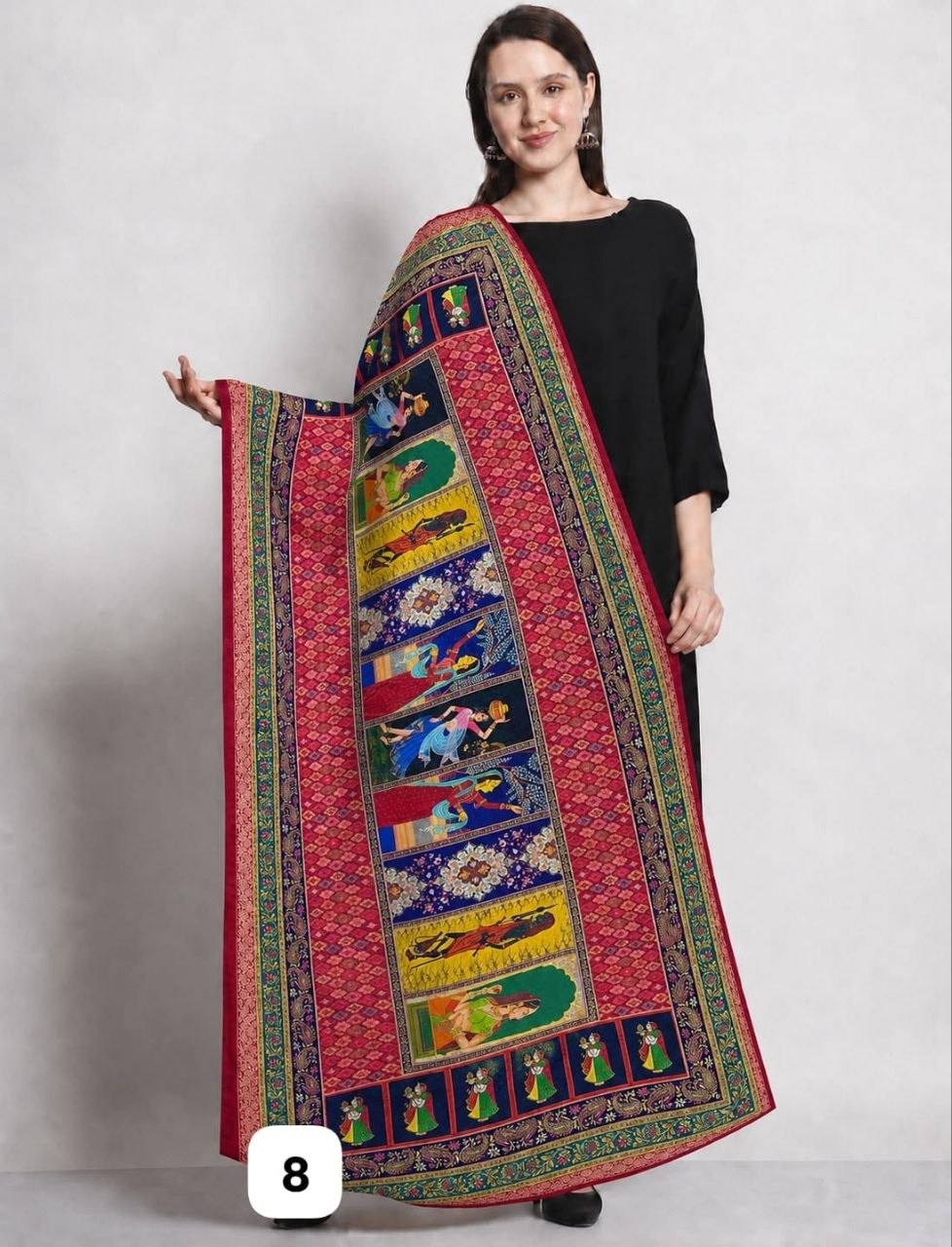 Premium Chinon Silk  Printed Ethnic Dupatta