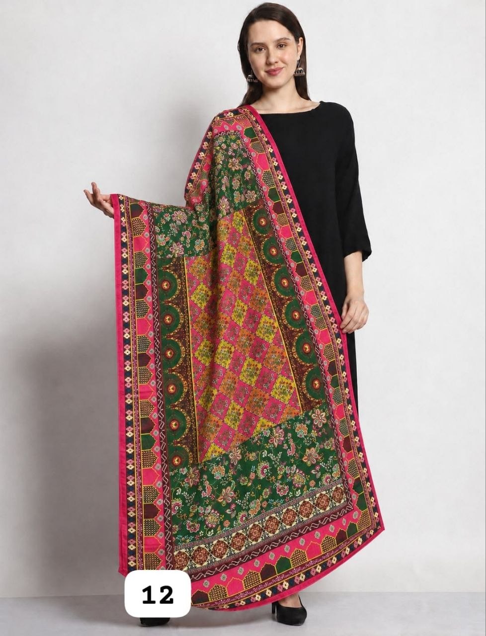 Premium Chinon Silk  Printed Ethnic Dupatta