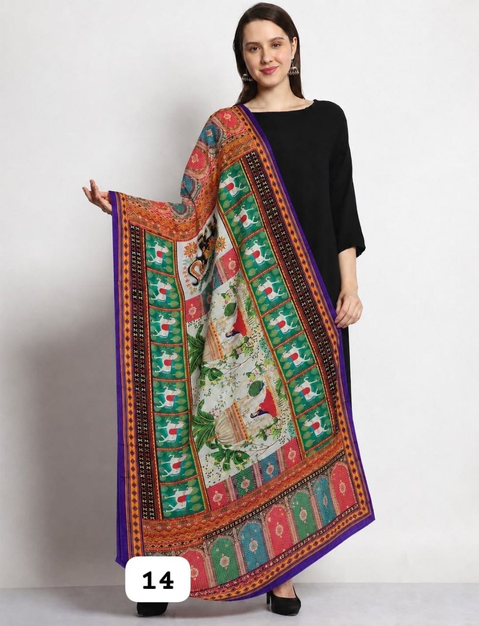 Premium Chinon Silk  Printed Ethnic Dupatta