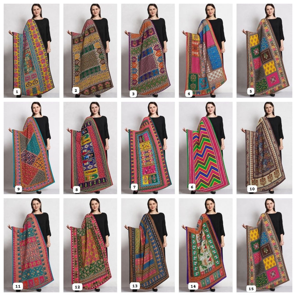 Premium Chinon Silk  Printed Ethnic Dupatta