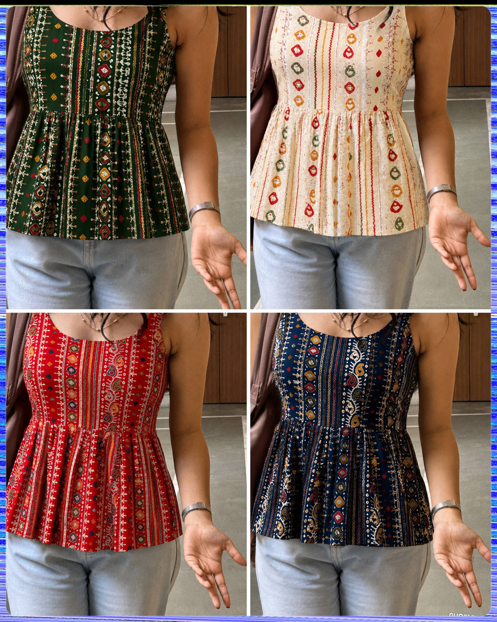Bandhej Short Rayon Printed Top
