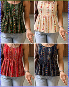 Bandhej Short Rayon Printed Top