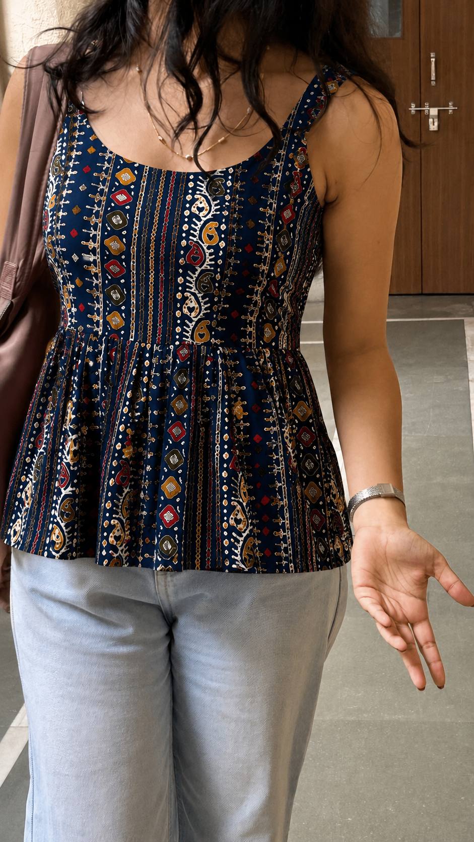 Bandhej Short Rayon Printed Top